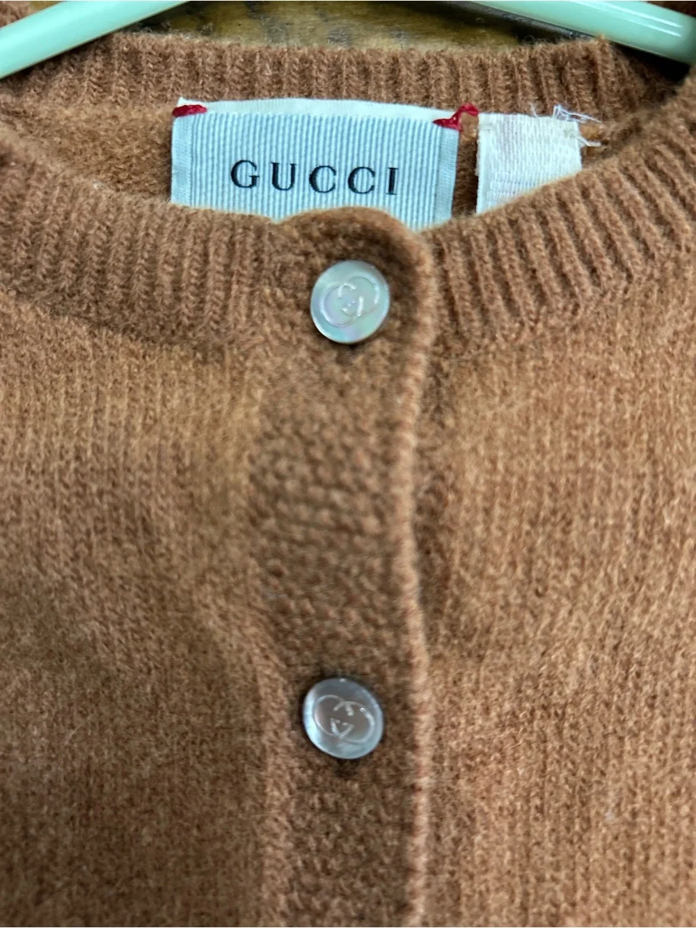 Gucci Kids Rust Brown Floral GG Knit Cardigan